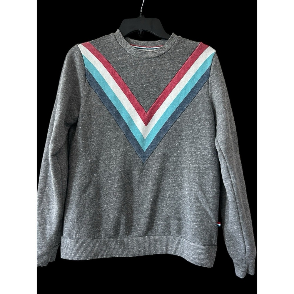 Anthropologie Sol Angeles Sweatshirt Pullover Size XS‎ Gray Multi Stripe Vintage - Picture 2 of 7